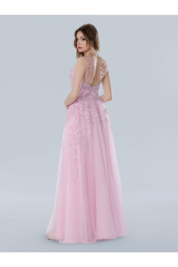 Prom Dresses A Line Glitter Long Formal Lace Prom Dress Pink