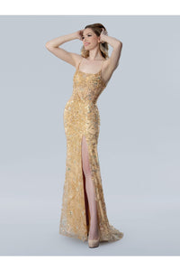 Prom Dresses Long Prom Sequin Print Formal Dress  Gold