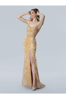 Stella Couture 25132 Long Prom Sequin Print Formal Dress
