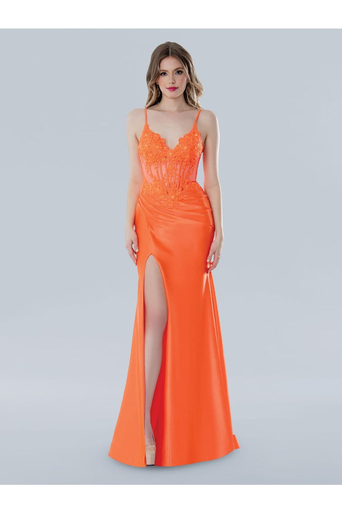 Prom Dresses Prom Long Corset Lace Applique Formal Dress Orange