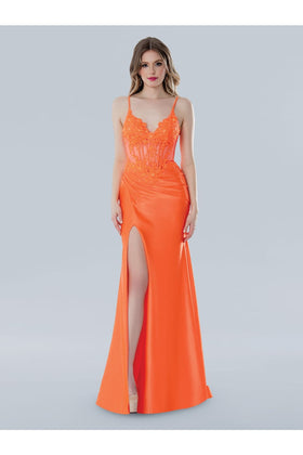 Stella Couture 25133 Prom Long Corset Lace Applique Formal Dress
