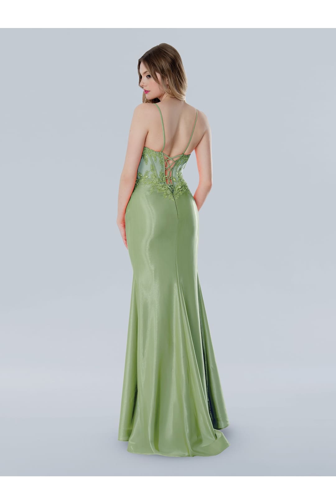 Prom Dresses Prom Long Corset Lace Applique Formal Dress Sage