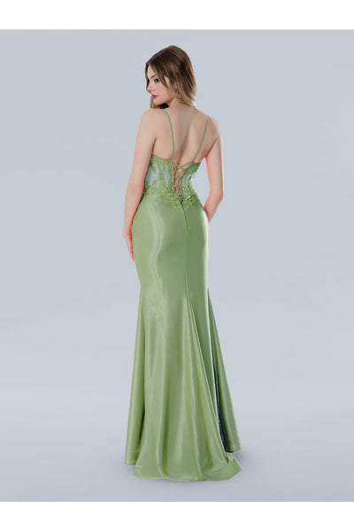 Prom Dresses Prom Long Corset Lace Applique Formal Dress Sage