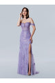 Prom Dresses A Line Long Formal Floral Lace Applique Prom Dress Lilac