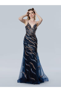 Prom Dresses Long Mermaid Formal Sequin Prom Dress Navy