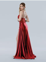 Stella Couture 25166 Long Fitted Formal Slit Prom Dress