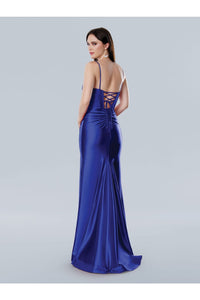 Prom Dresses Prom Long Fitted Slit Beaded Corset Formal Dress Royal Blue
