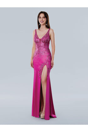 Stella Couture 25183  Fitted Slit Long Formal Floral Prom Dress