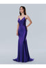 Prom Dresses Long Fitted Formal Floral Applique Prom Dress Purple