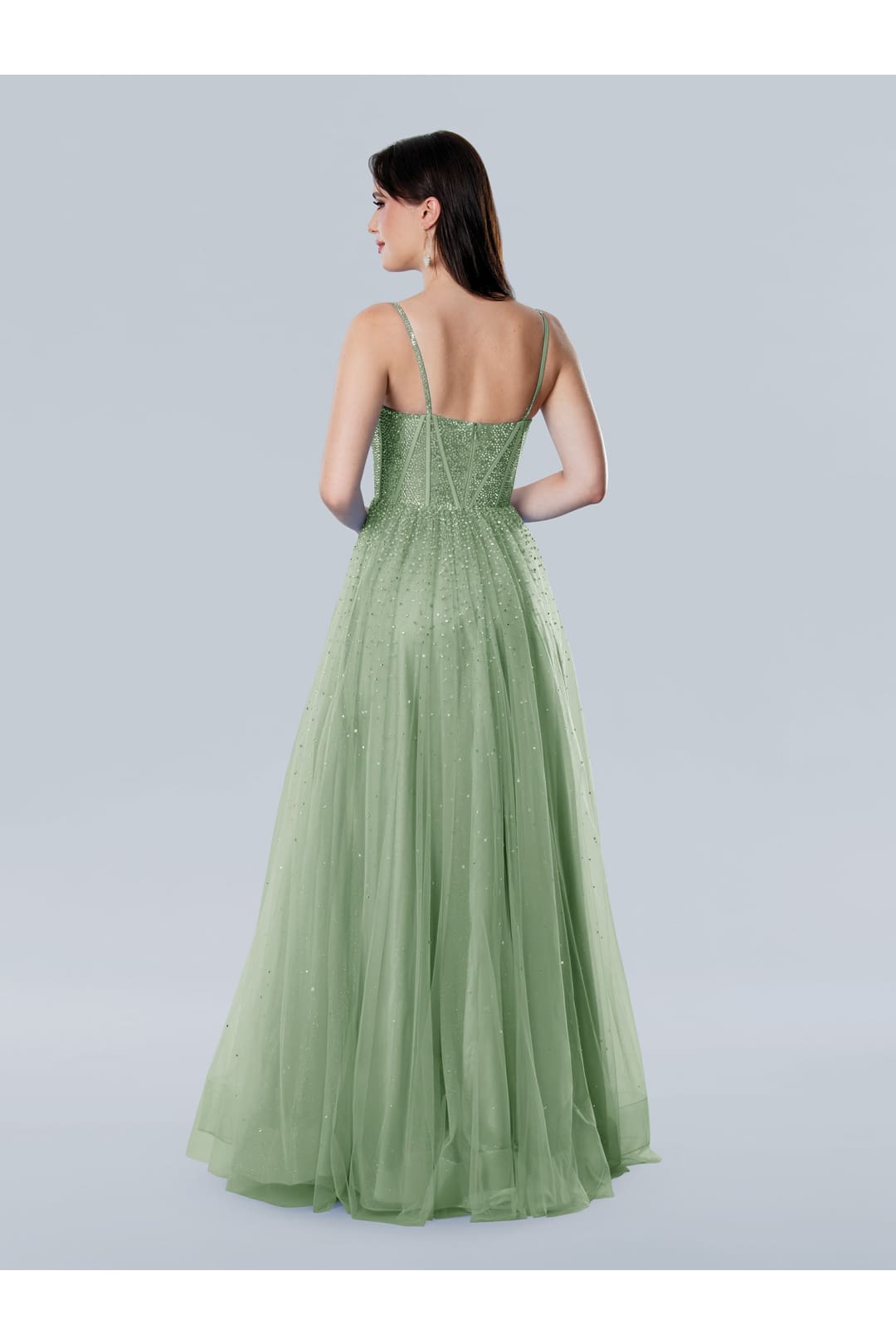 Prom Dresses Long Corset A Line Formal Glitter Prom Dres Sage