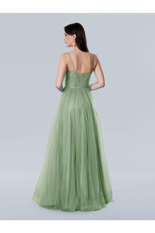 Prom Dresses Long Corset A Line Formal Glitter Prom Dres Sage