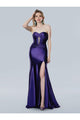 Prom Dresses Long Formal Slit Pleated Evening Dress  Purple