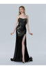 Prom Dresses Long Prom Slit Formal Metallic Dress Black