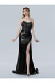 Prom Dresses Long Prom Slit Formal Metallic Dress Black