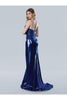 Prom Dresses Long Prom Slit Formal Metallic Dress Royal