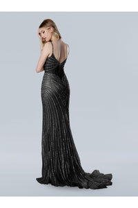 Prom Dresses Prom Long Formal Beaded Slit Evening Dress Black