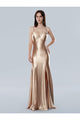 Prom Dresses Long Formal Fitted Slit Evening Prom Dress Gold