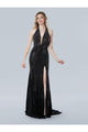Prom Dresses Long Slit Fitted Formal Evening Prom Dress Black