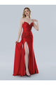 Prom Dresses Prom Long Fitted Ruched Formal Beaded Applique Dress Red