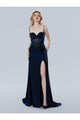 Prom Dresses Long Slit Formal Evening Prom Dress Navy