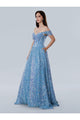Prom Dresses A Line Long Formal Sequin Prom Dress Blue
