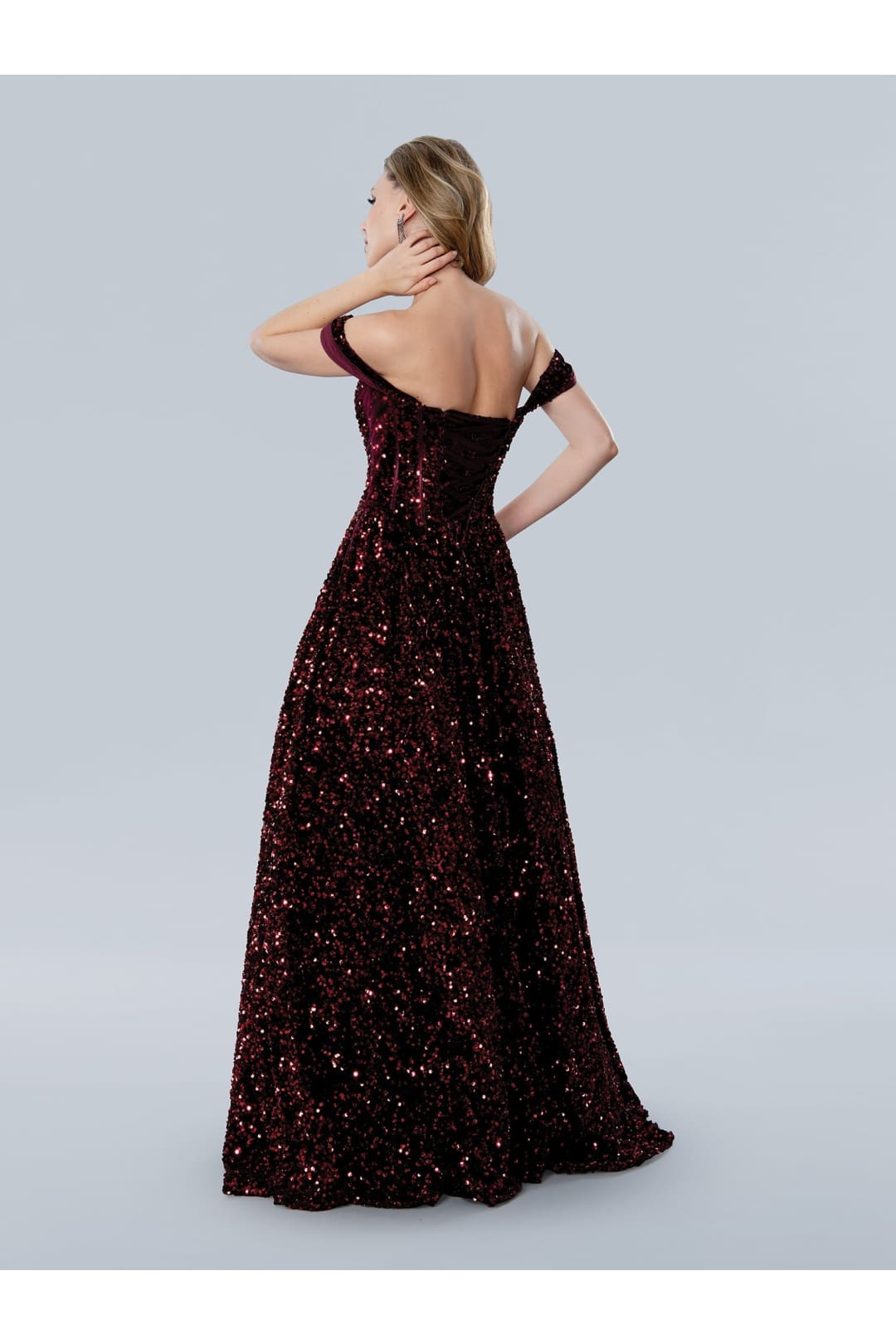 Prom Dresses A Line Long Formal Sequin Prom Dress Burgundy