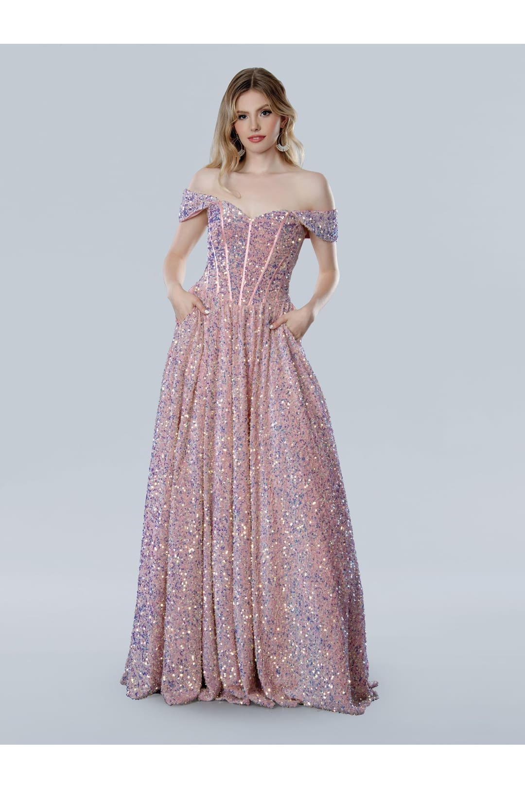 Prom Dresses A Line Long Formal Sequin Prom Dress Pink