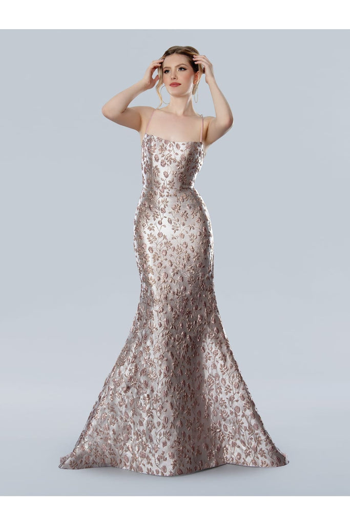 Prom Dresses Fitted Long Formal Mermaid Evening Prom Dress Rose