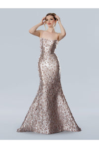Prom Dresses Fitted Long Formal Mermaid Evening Prom Dress Rose