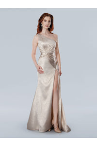 Prom Dresses Long Fitted Metallic Mermaid Formal prom Dress  Gold