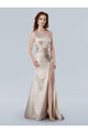 Prom Dresses Long Fitted Metallic Mermaid Formal prom Dress  Gold