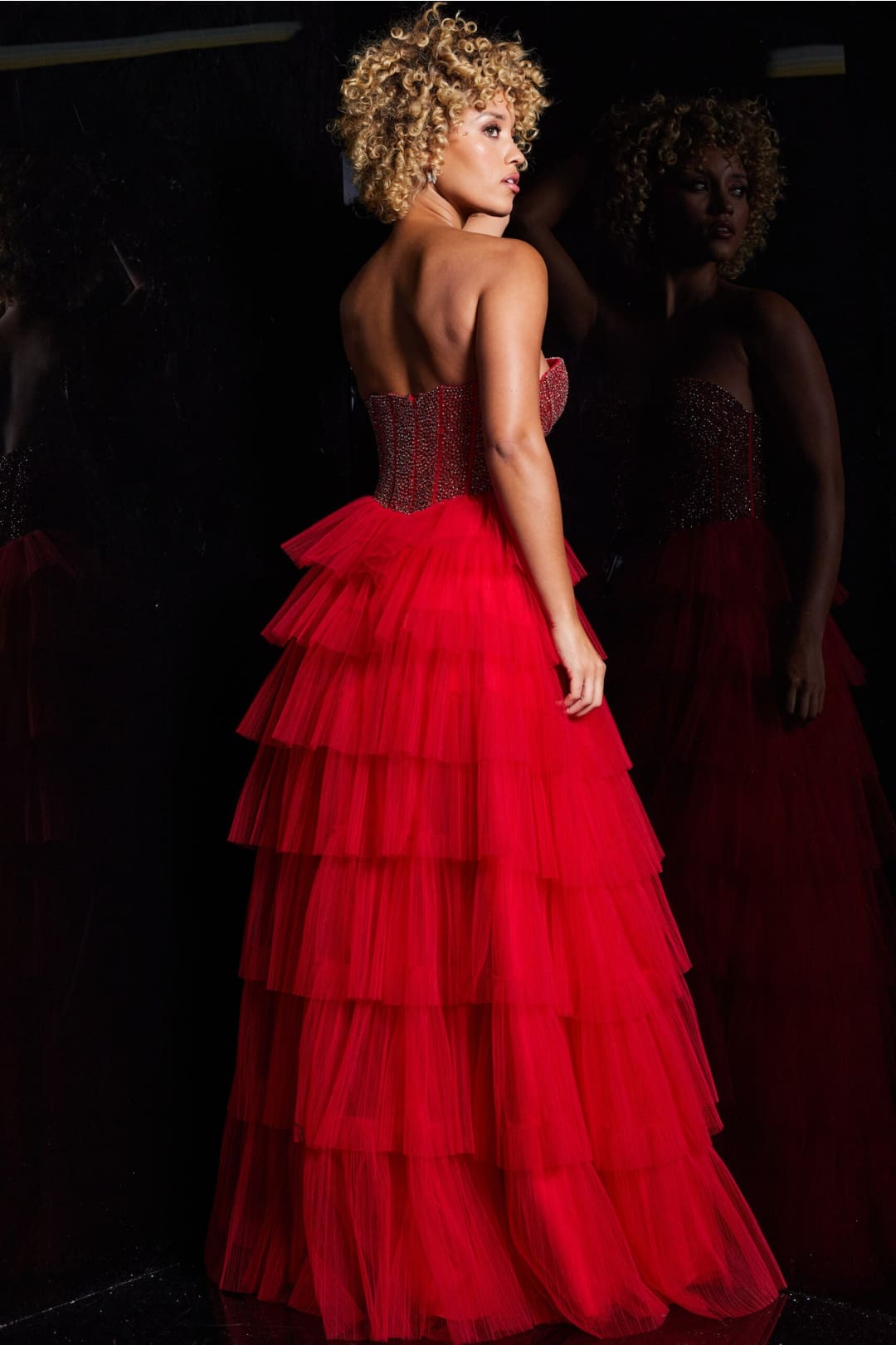 Strapless A-line Layered Slit Gown by Jovani 38090 - Long Formal Dresses