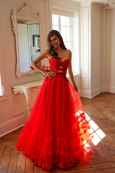 Strapless A-line Ruffled Gown by Juliet JT2561S - Long Formal Dresses