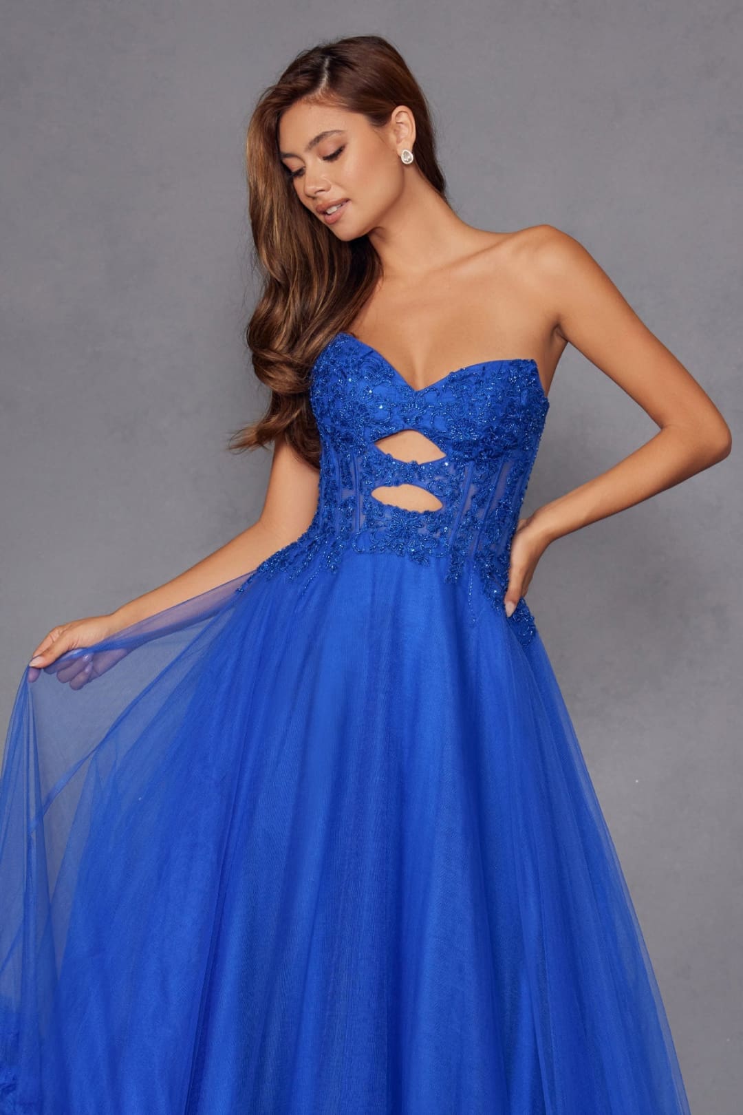 Strapless A-line Ruffled Gown by Juliet JT2561S - Long Formal Dresses