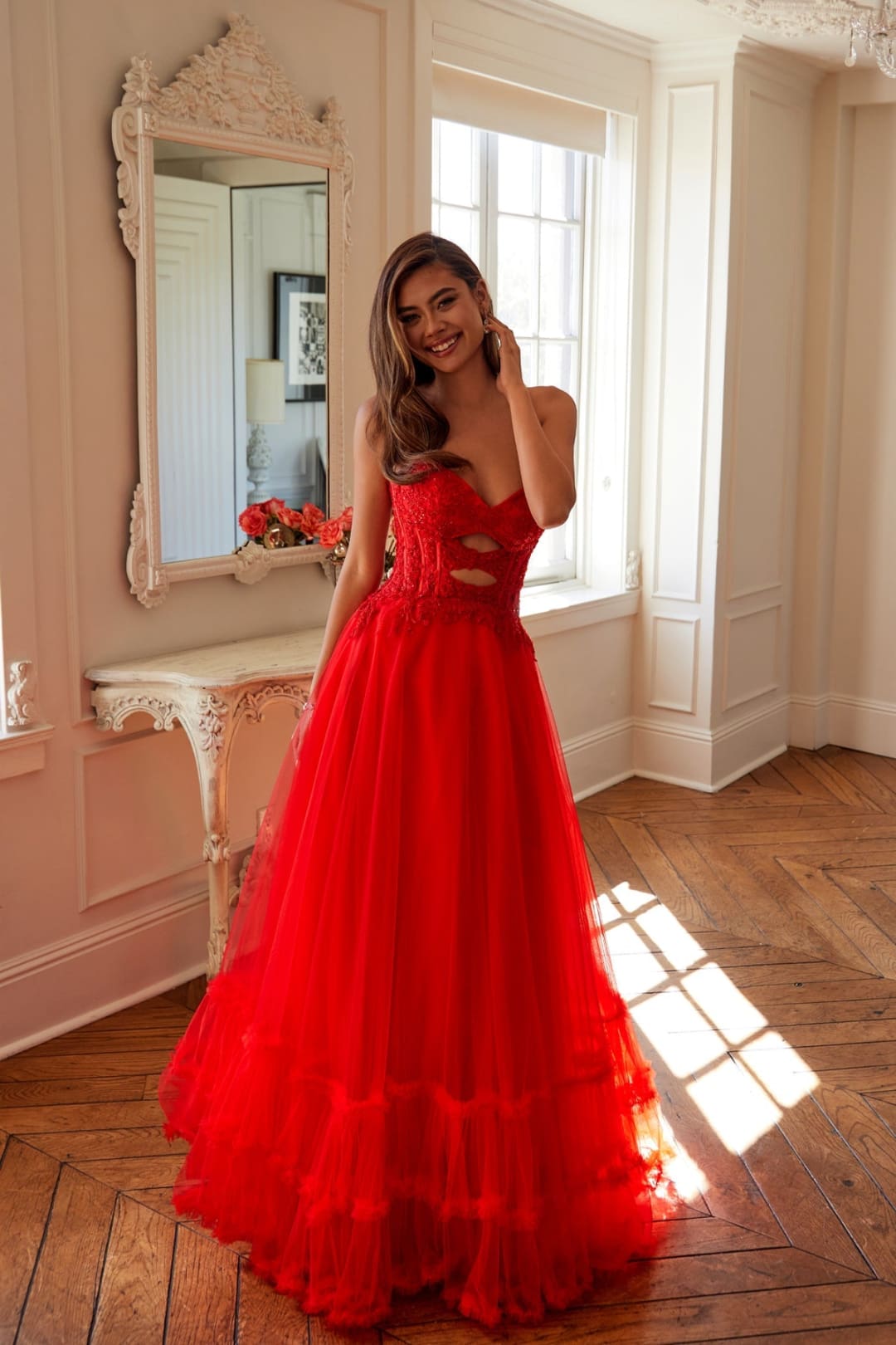 Strapless A-line Ruffled Gown by Juliet JT2561S - Long Formal Dresses