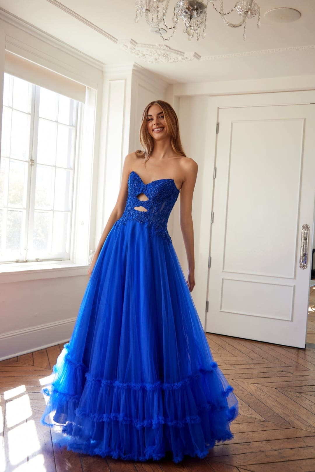 Strapless A-line Ruffled Gown by Juliet JT2561S - Long Formal Dresses