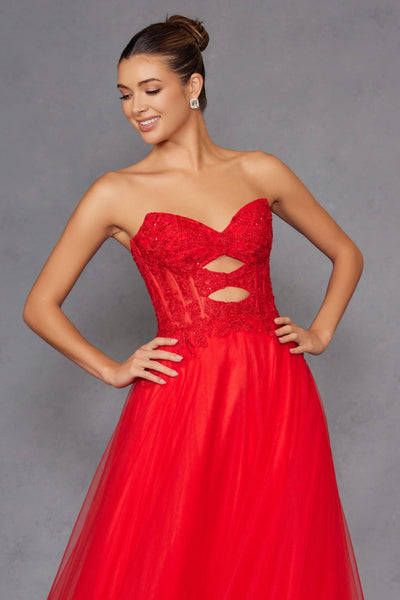 Strapless A-line Ruffled Gown by Juliet JT2561S - Long Formal Dresses