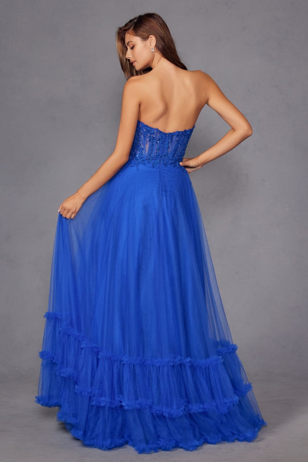Strapless A-line Ruffled Gown by Juliet JT2561S - Long Formal Dresses