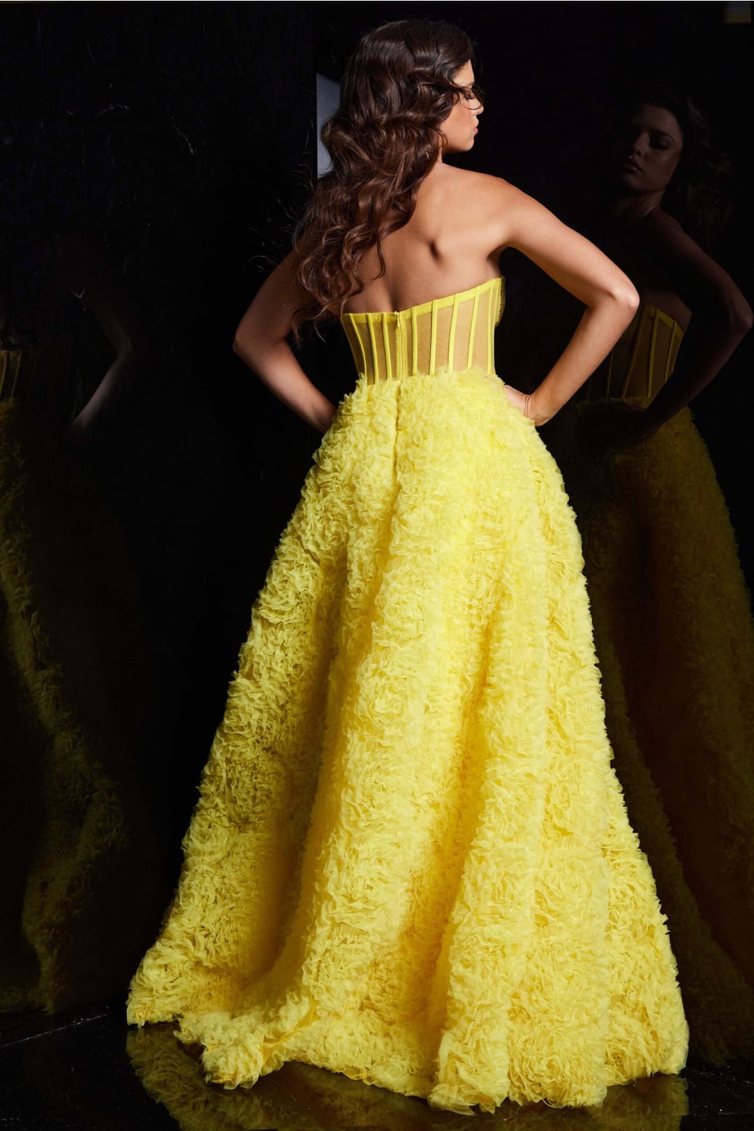 Strapless A-line Ruffled Slit Gown by Jovani 38674 - Long Formal Dresses
