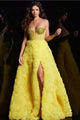 Strapless A-line Ruffled Slit Gown by Jovani 38674 - 00 / Yellow - Long Formal Dresses