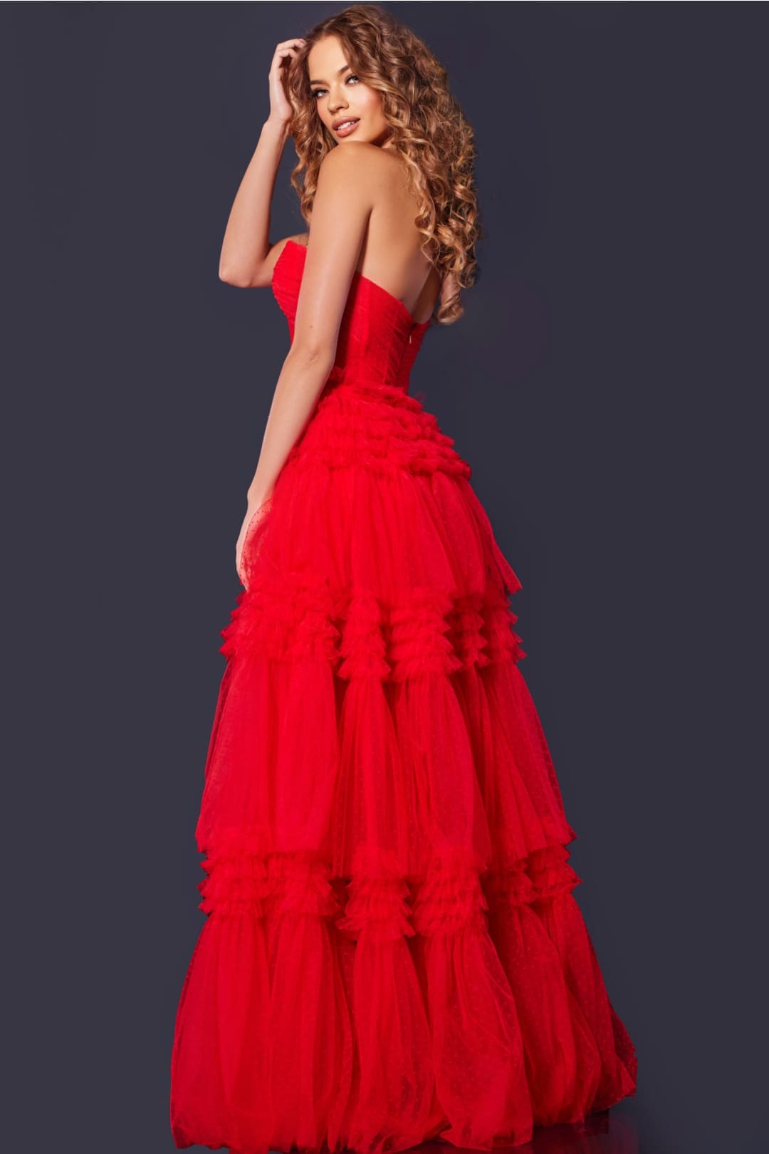 Strapless A-line Ruffled Slit Gown by Jovani 40466 - Long Formal Dresses