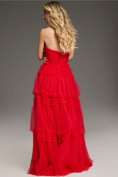 Strapless A-line Ruffled Slit Gown by Jovani 40466 - Long Formal Dresses