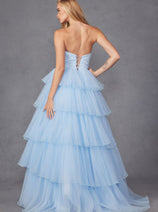 Strapless A-line Tiered Ruffled Gown by Juliet JT2452K
