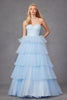 Strapless A-line Tiered Ruffled Gown by Juliet JT2452K - Long Formal Dresses