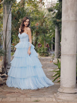 Strapless A-line Tiered Ruffled Gown by Juliet JT2452K