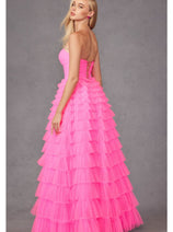 Strapless A-Line Tiered Ruffled Gown by Juliet JT2456H