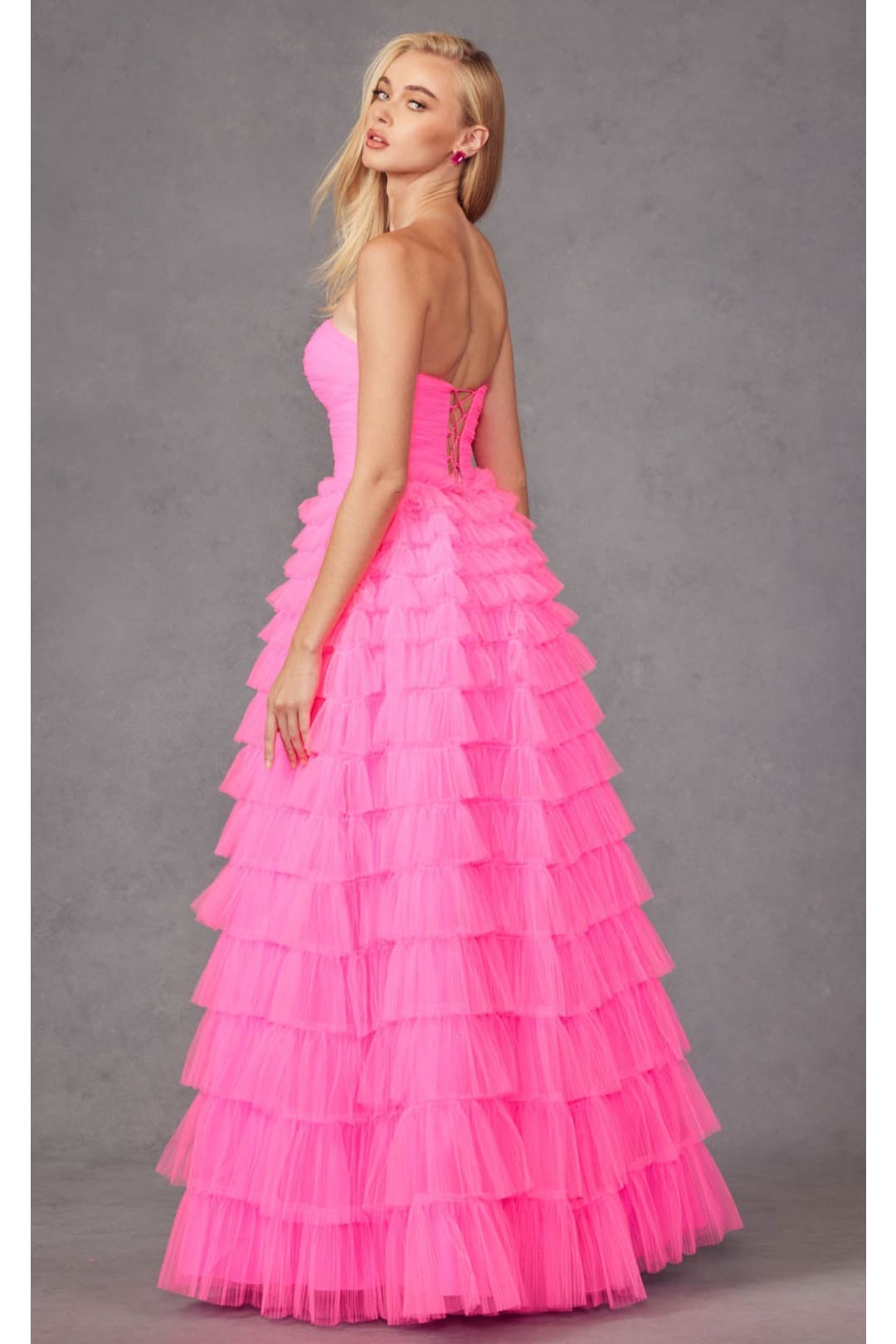 Strapless A-Line Tiered Ruffled Gown by Juliet JT2456H - Dress