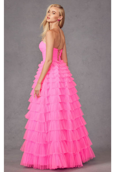 Strapless A-Line Tiered Ruffled Gown by Juliet JT2456H - Dress