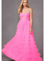 Strapless A-Line Tiered Ruffled Gown by Juliet JT2456H