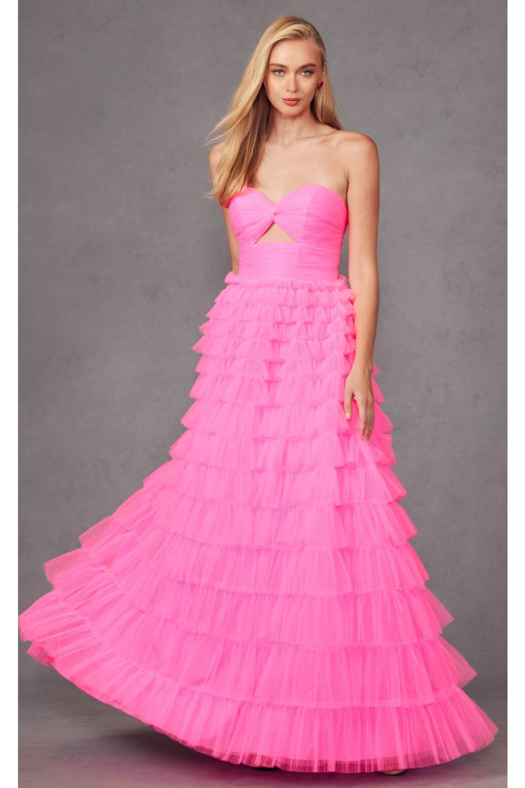 Strapless A-Line Tiered Ruffled Gown by Juliet JT2456H - Dress